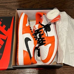 Brand new Nike Air Jordan 1 Low OG. Orange/black/white. Never worn or tried on